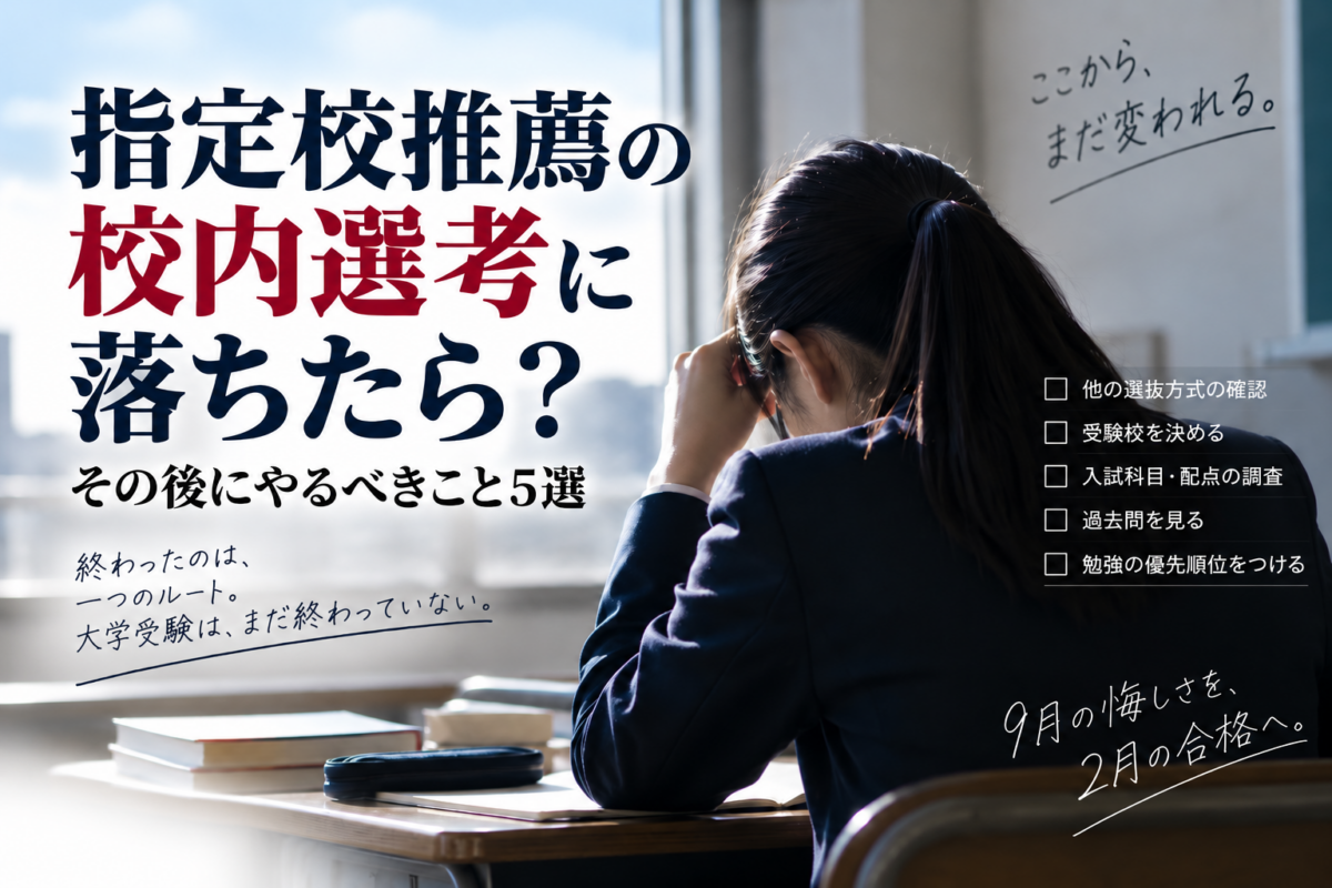 指定校推薦、校内選考に落ちたら。その後やるべきこと5選。