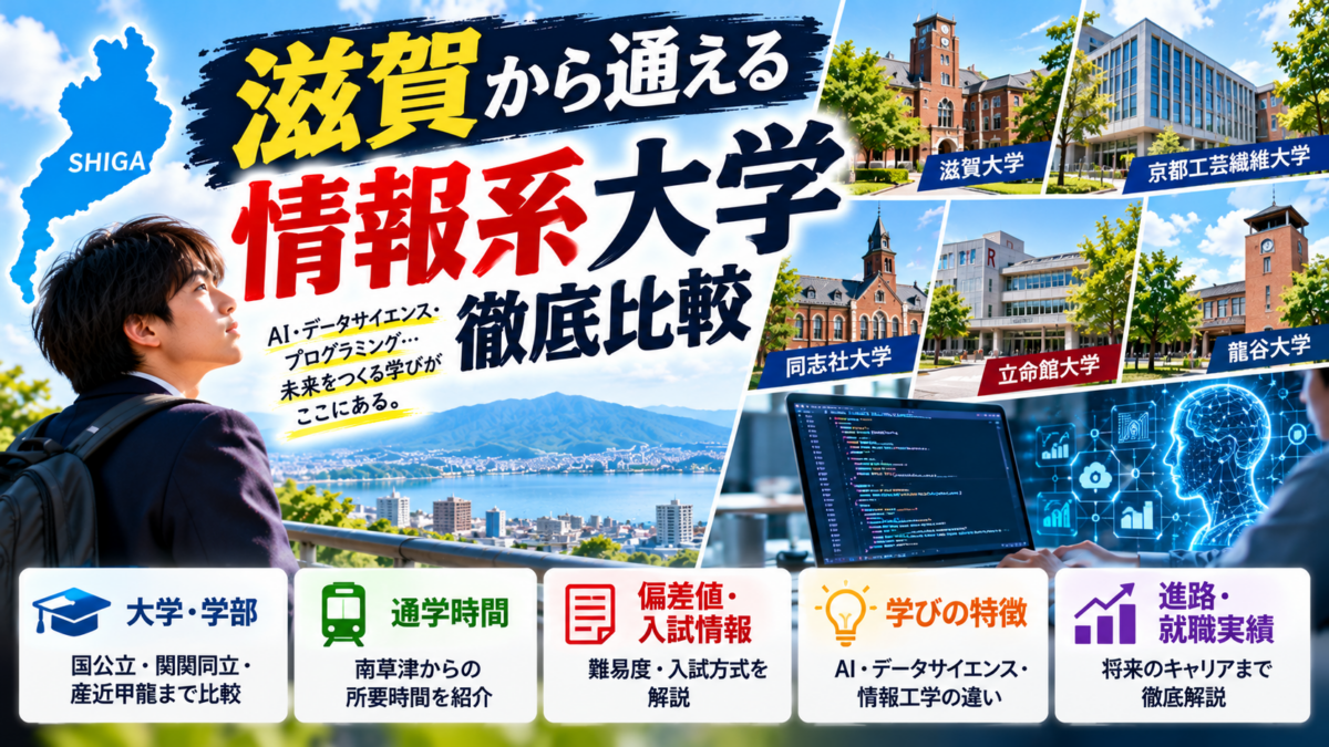 【2027年度】滋賀から通える情報系大学を徹底比較！国公立・関関同立・産近甲龍のおすすめ学部を紹介！